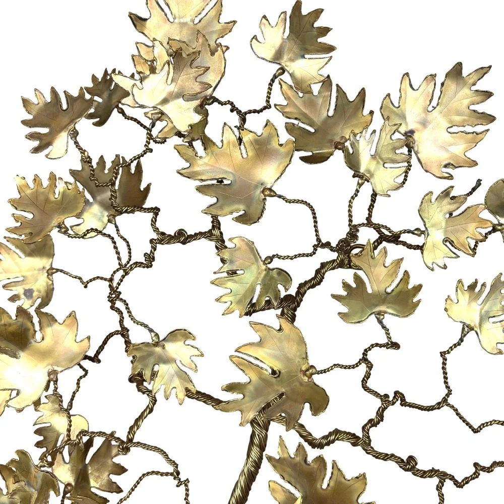MCM Curtis Jere Style Brass Metal Brutalist Sculpture Tree Branch Leaves